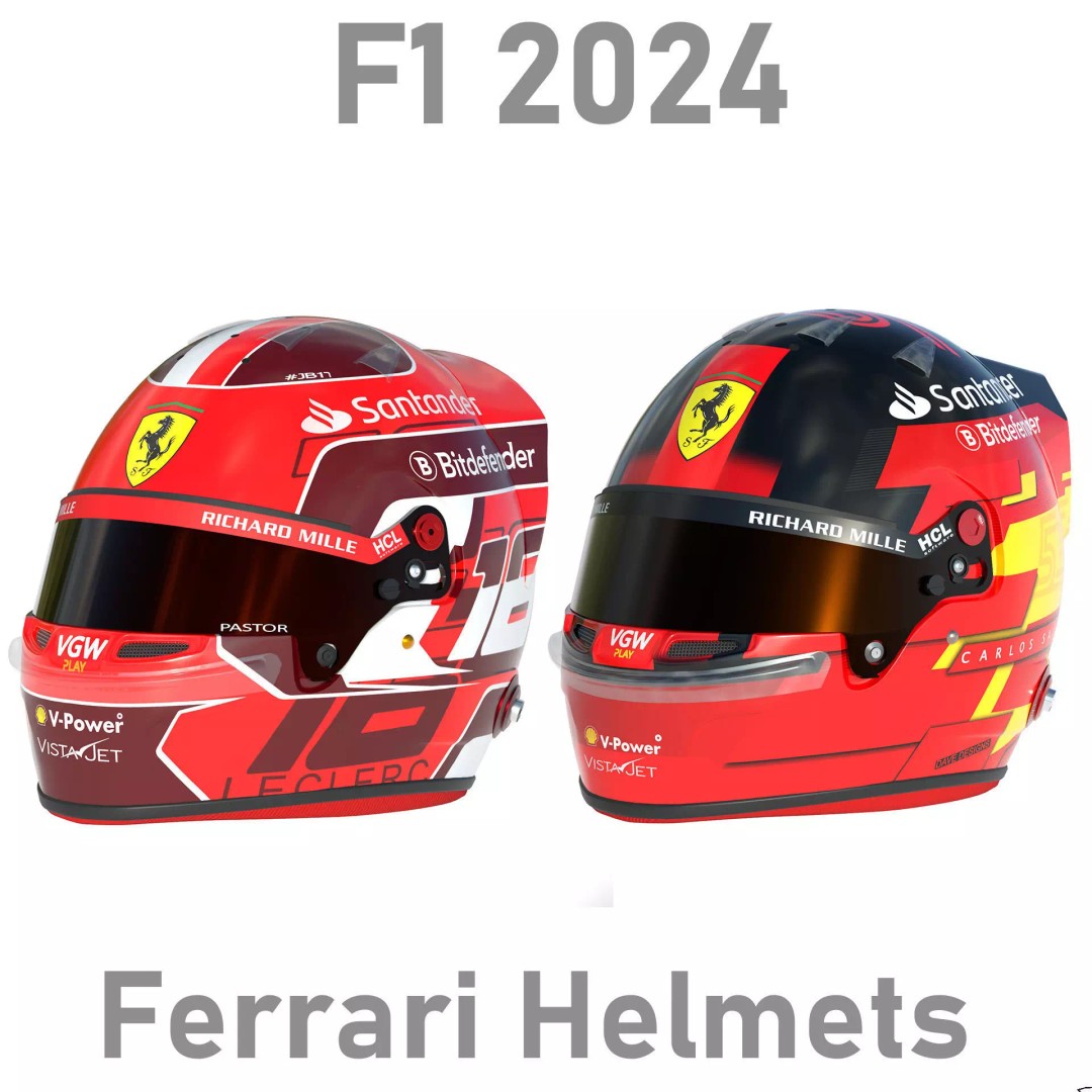 Ferrari Helmets 3D Model – High Detailed Game-Ready Asset, FBX, OBJ - View 2