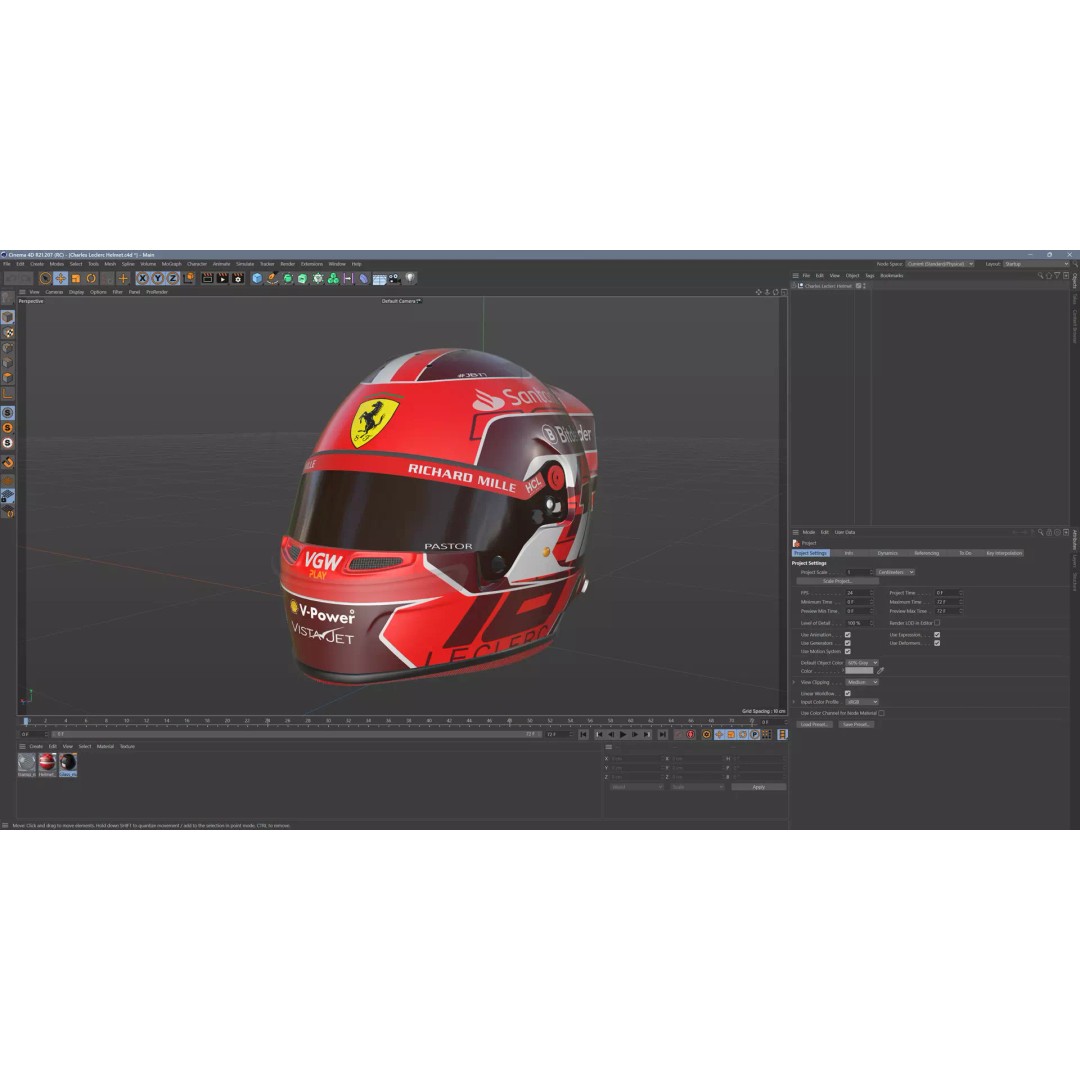 Ferrari Helmets 3D Model – High Detailed Game-Ready Asset, FBX, OBJ - View 30