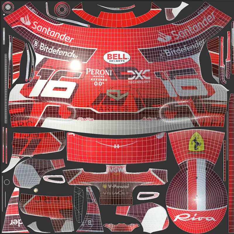 Ferrari Helmets 3D Model – High Detailed Game-Ready Asset, FBX, OBJ - View 35