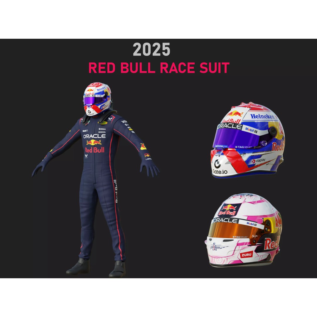 Red Bull Suit 2025 3D Model – High Detail Game-Ready Asset, FBX, Blender - View 2