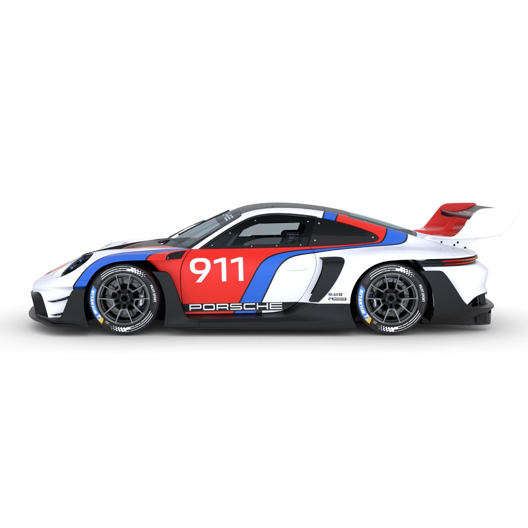 Porsche 911 GT3 R Rennsport 2023 3D Model – High Poly PBR Asset, FBX - View 4