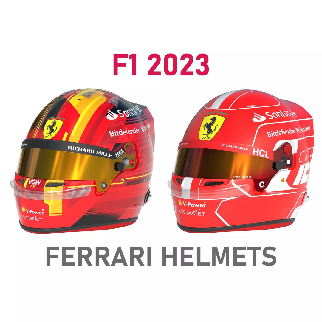 Ferrari 2023 Helmet 3D Model – High Detail PBR Asset, FBX, OBJ - View 2
