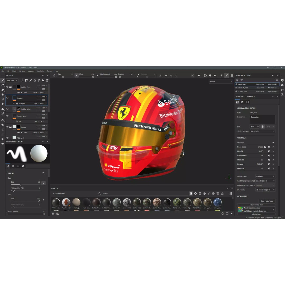 Ferrari 2023 Helmet 3D Model – High Detail PBR Asset, FBX, OBJ - View 27