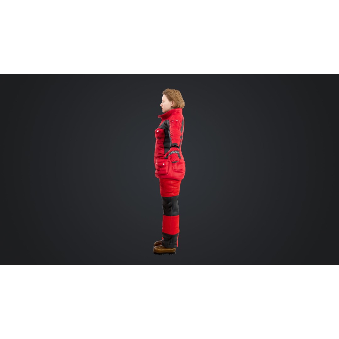 Female Skier 3D Model – Rigged Low-Poly Character for Animation - View 13