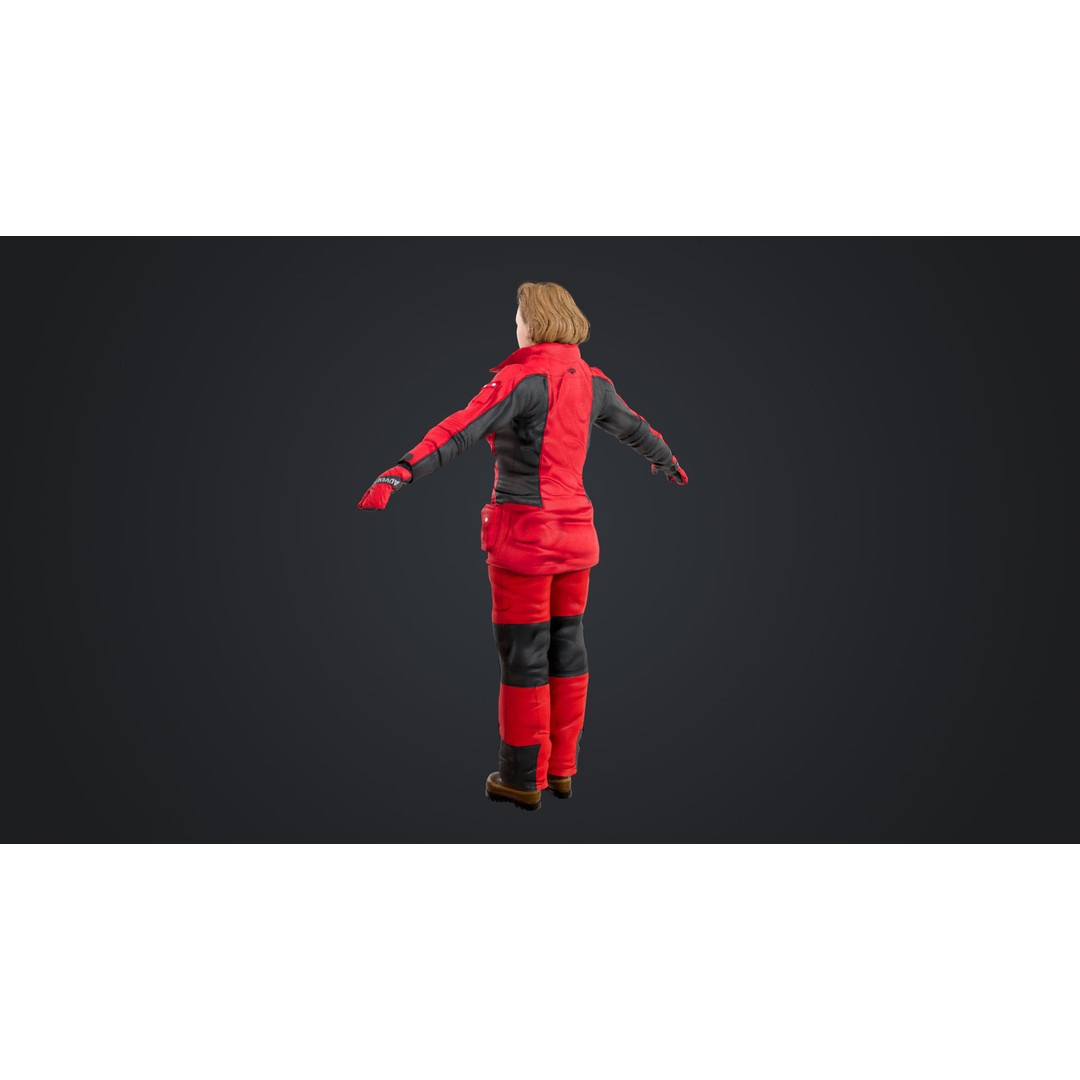 Female Skier 3D Model – Rigged Low-Poly Character for Animation - View 14