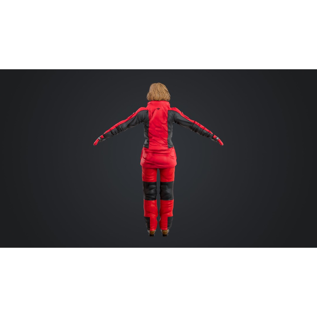 Female Skier 3D Model – Rigged Low-Poly Character for Animation - View 15