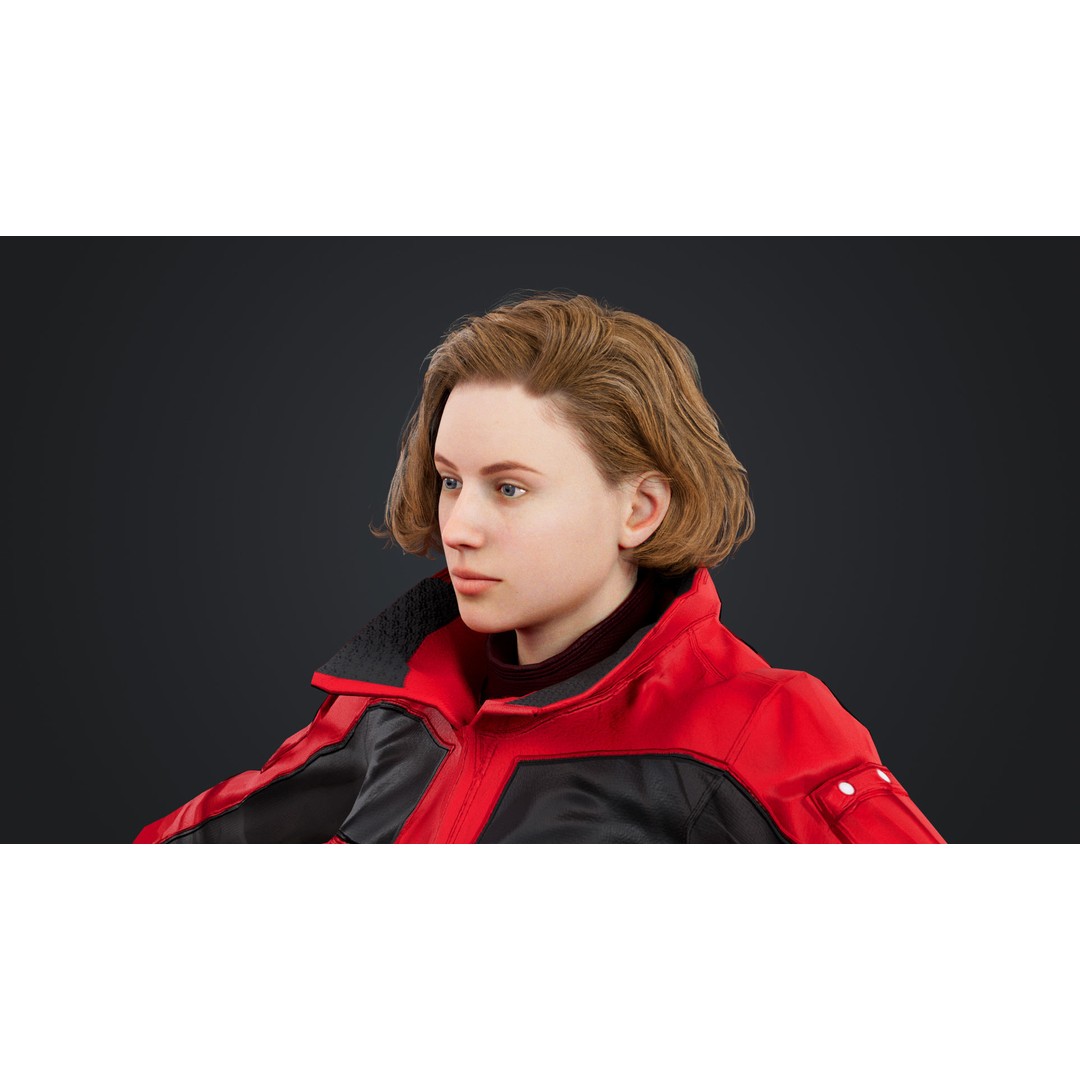 Female Skier 3D Model – Rigged Low-Poly Character for Animation - View 17