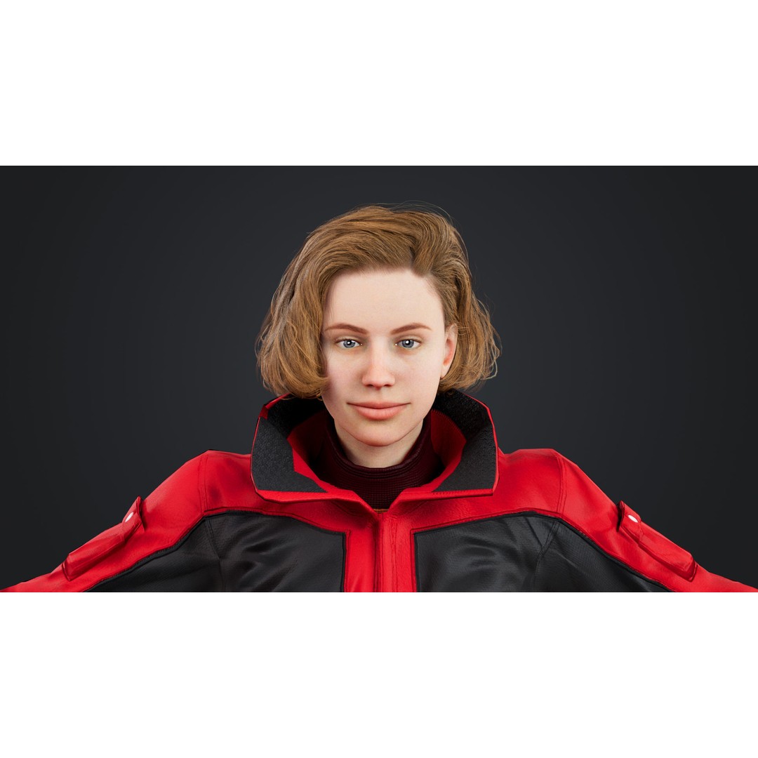 Female Skier 3D Model – Rigged Low-Poly Character for Animation - View 24