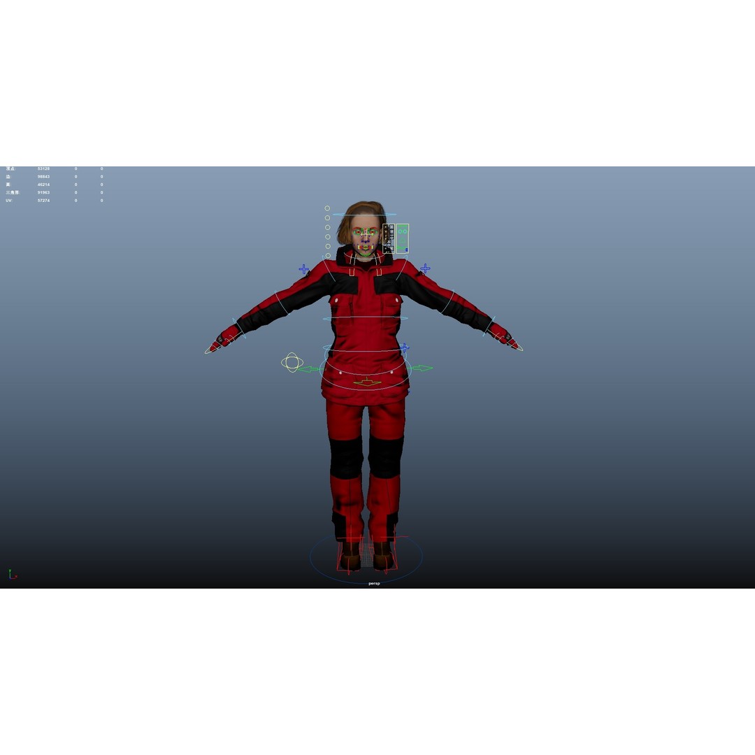 Female Skier 3D Model – Rigged Low-Poly Character for Animation - View 31