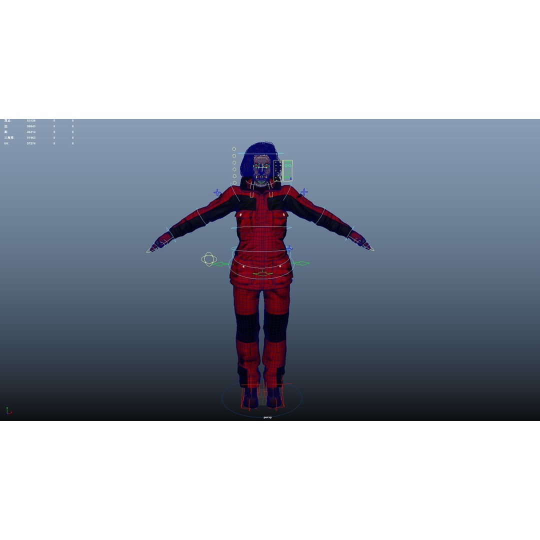 Female Skier 3D Model – Rigged Low-Poly Character for Animation - View 32
