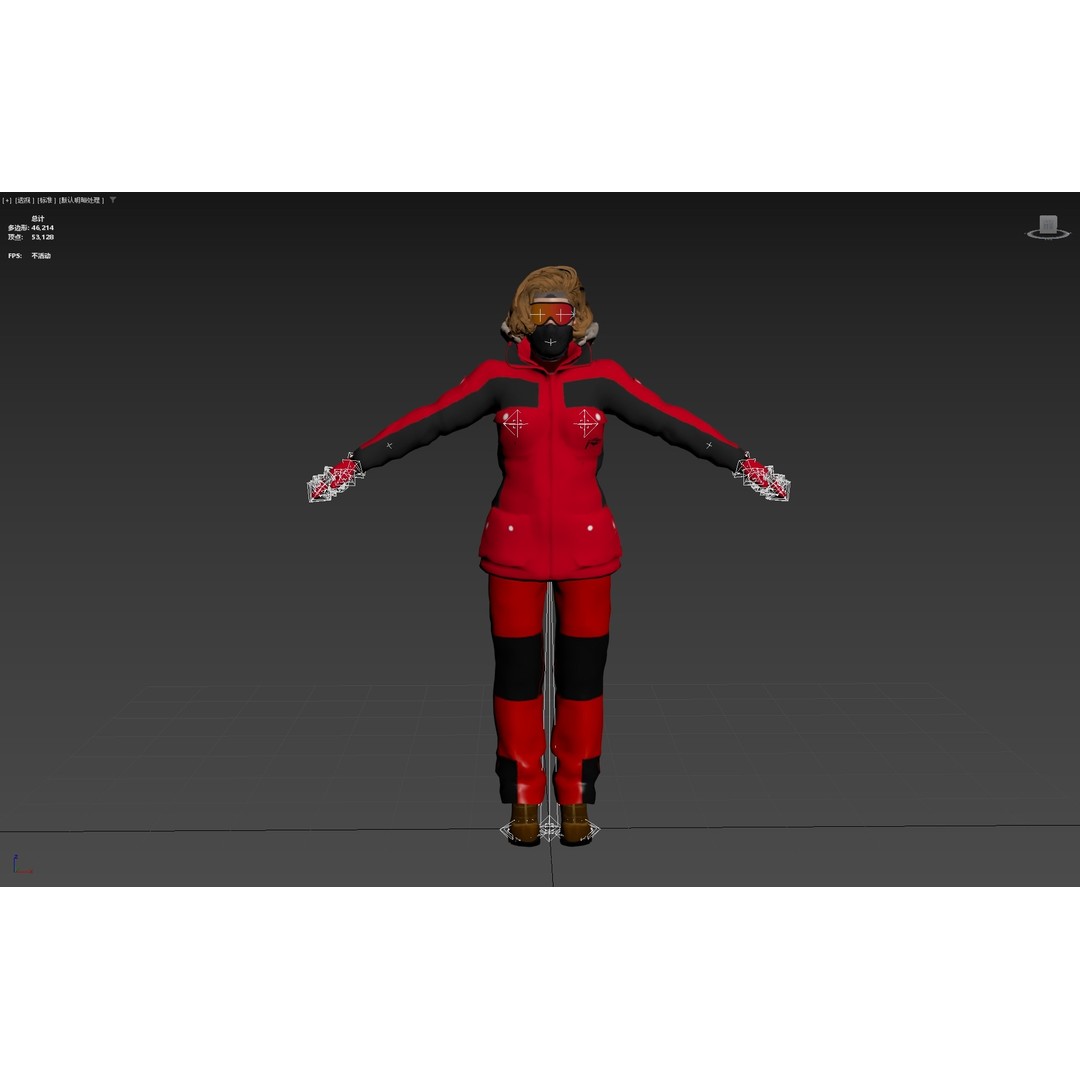 Female Skier 3D Model – Rigged Low-Poly Character for Animation - View 37
