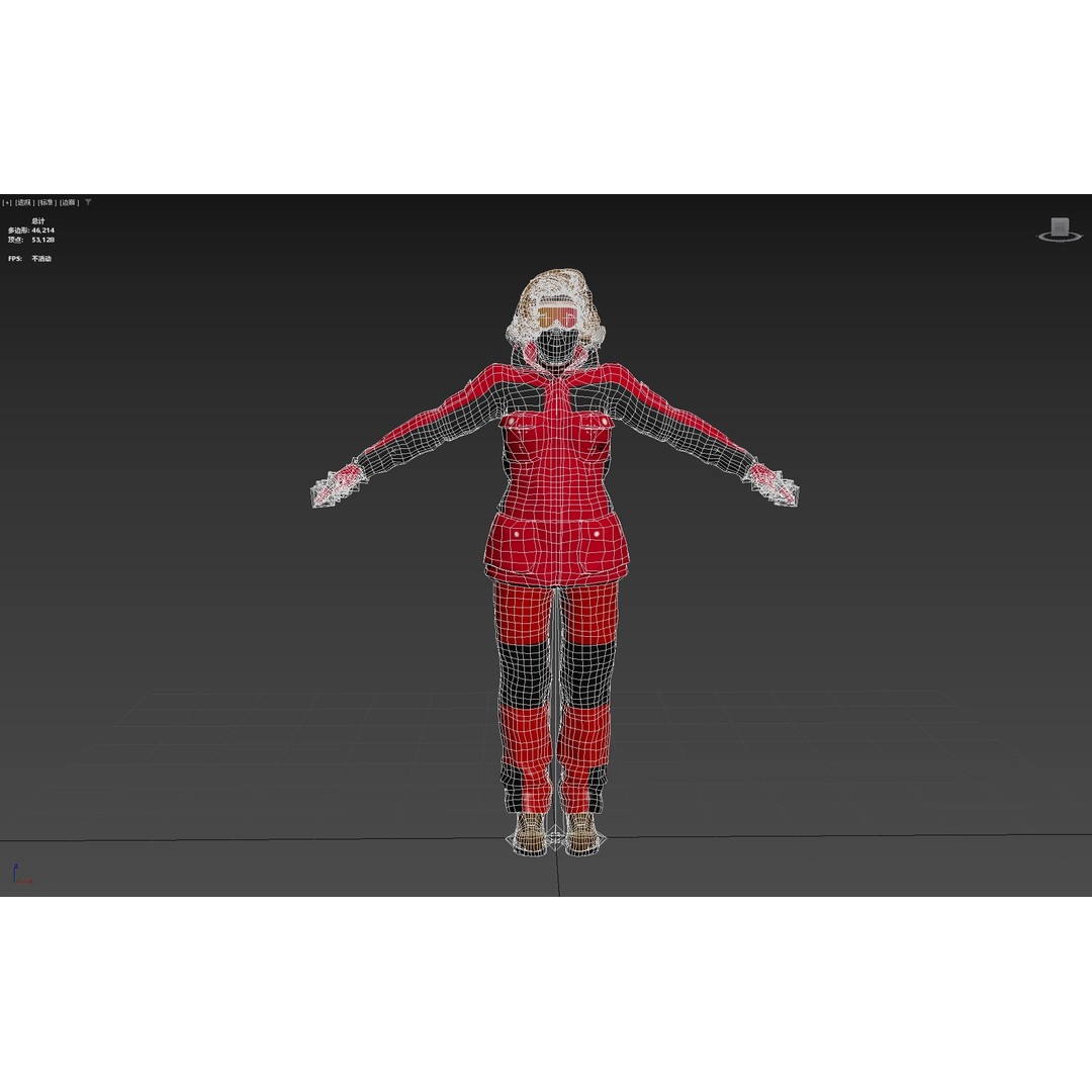 Female Skier 3D Model – Rigged Low-Poly Character for Animation - View 38