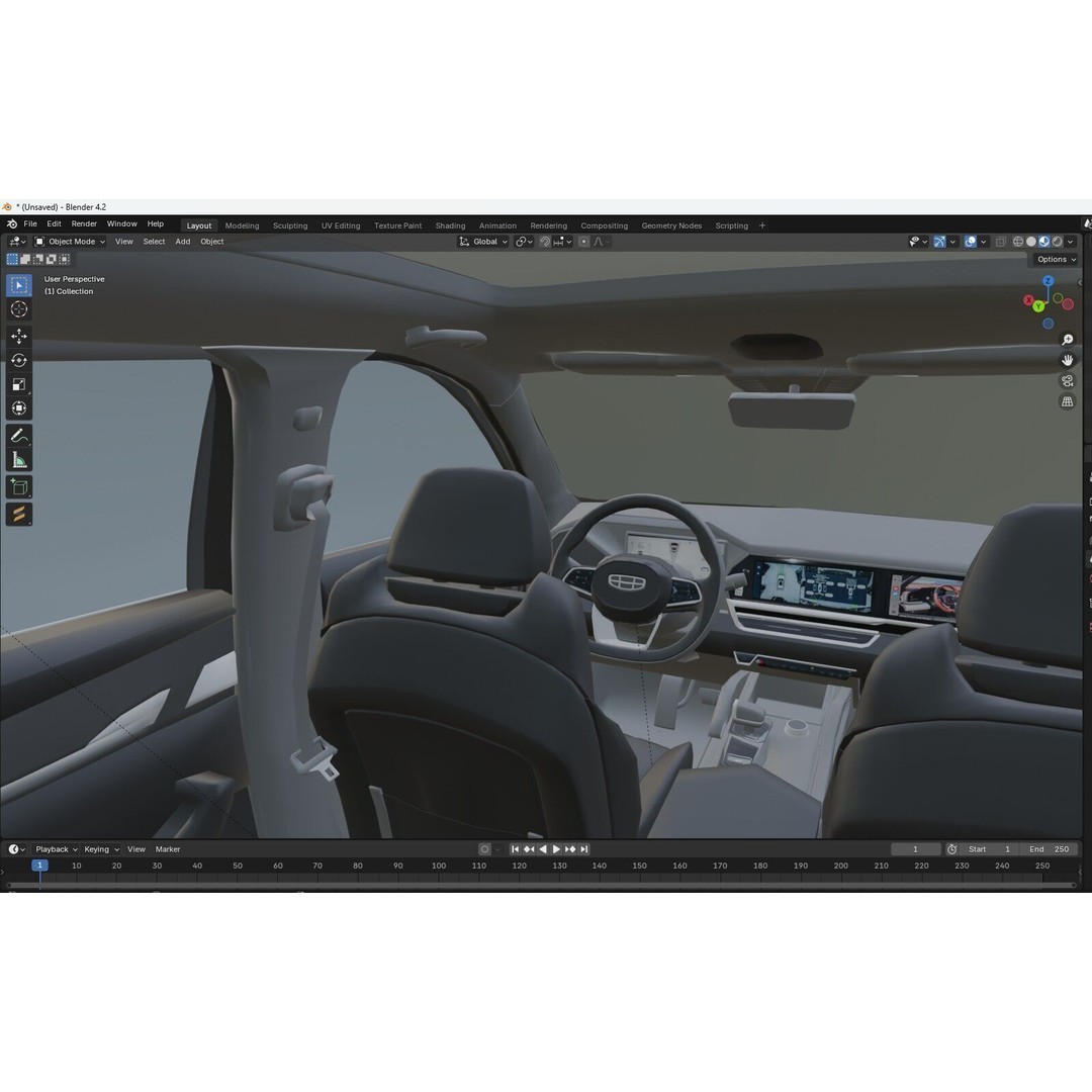 Geely Monjaro 2025 3D Model – High Poly Vehicle Asset, FBX, OBJ