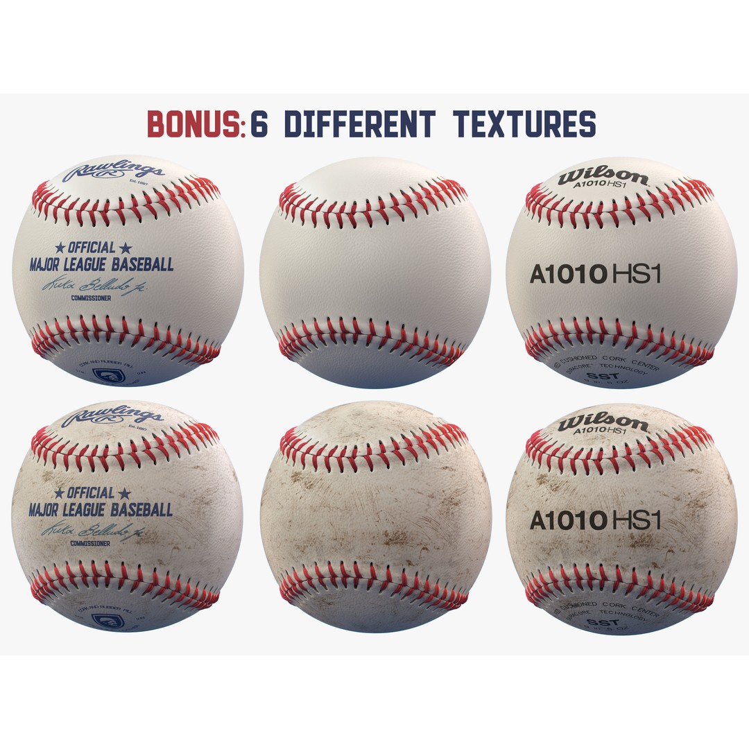 Baseball 3D Model – Photorealistic Game Asset, FBX, OBJ - View 5