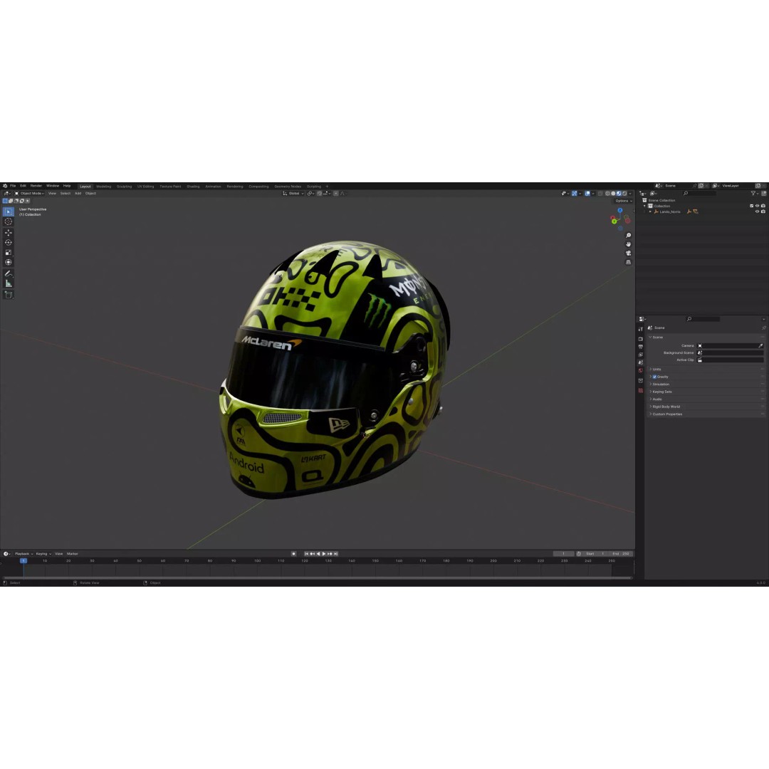 Lando Norris Helmet 2024 3D Model – High Poly PBR Asset, FBX, OBJ, Blender - View 13