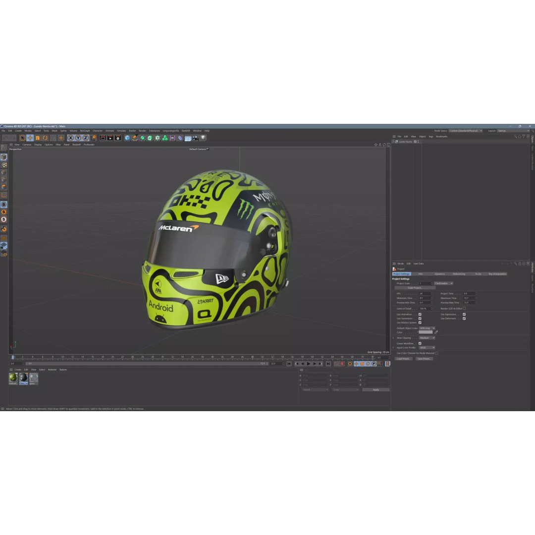 Lando Norris Helmet 2024 3D Model – High Poly PBR Asset, FBX, OBJ, Blender - View 14
