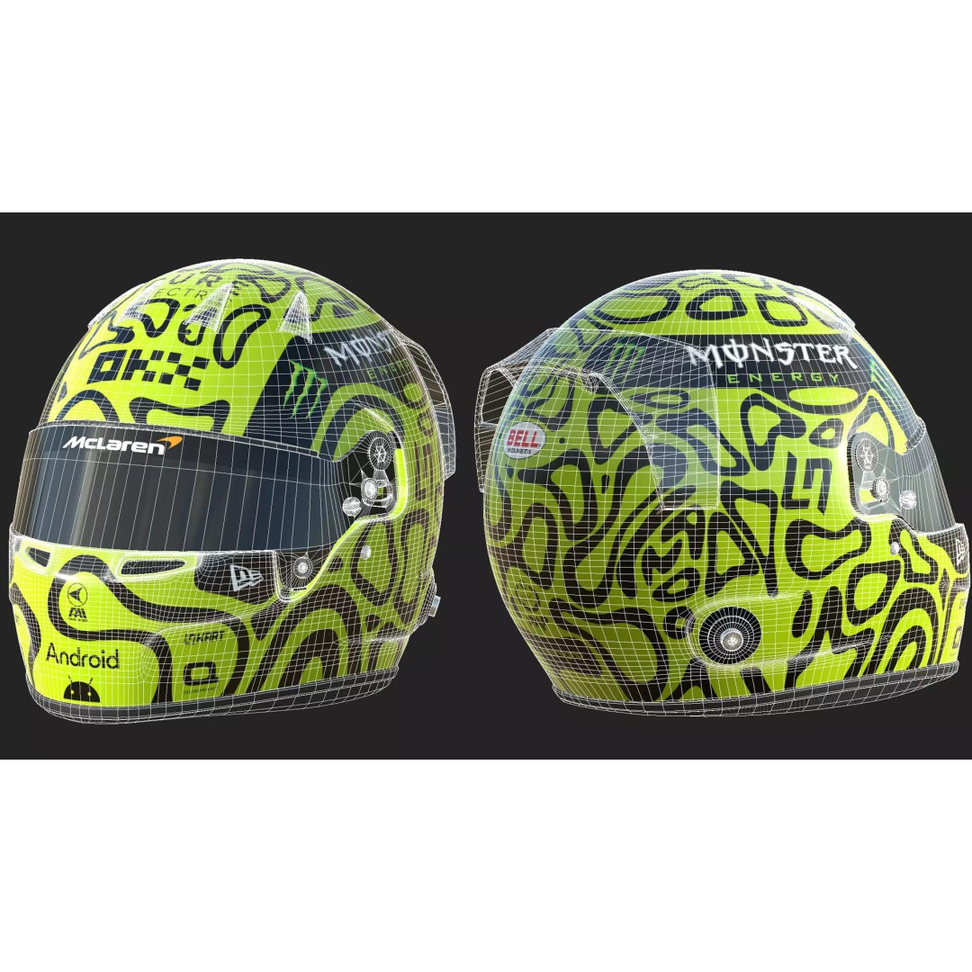 Lando Norris Helmet 2024 3D Model – High Poly PBR Asset, FBX, OBJ, Blender - View 17