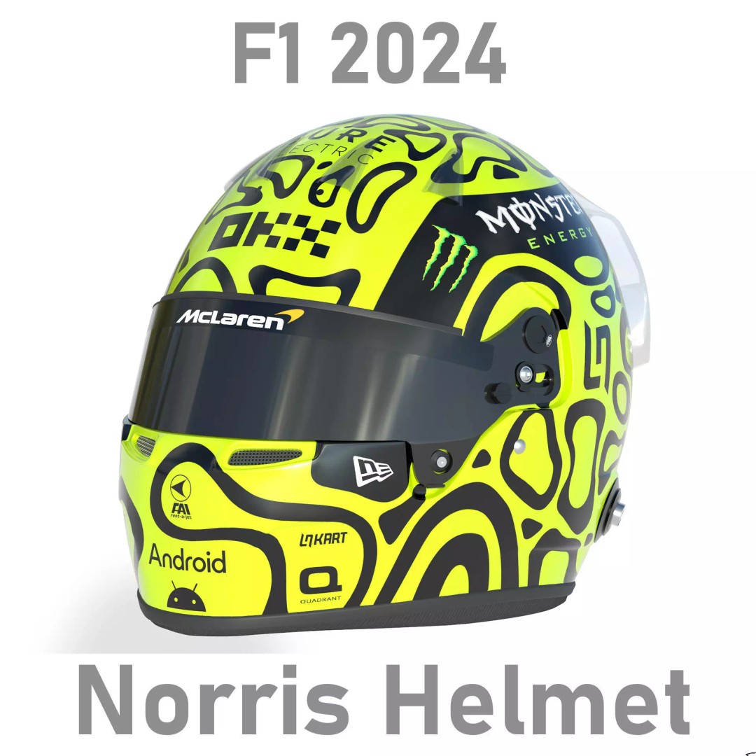 Lando Norris Helmet 2024 3D Model – High Poly PBR Asset, FBX, OBJ, Blender - View 2