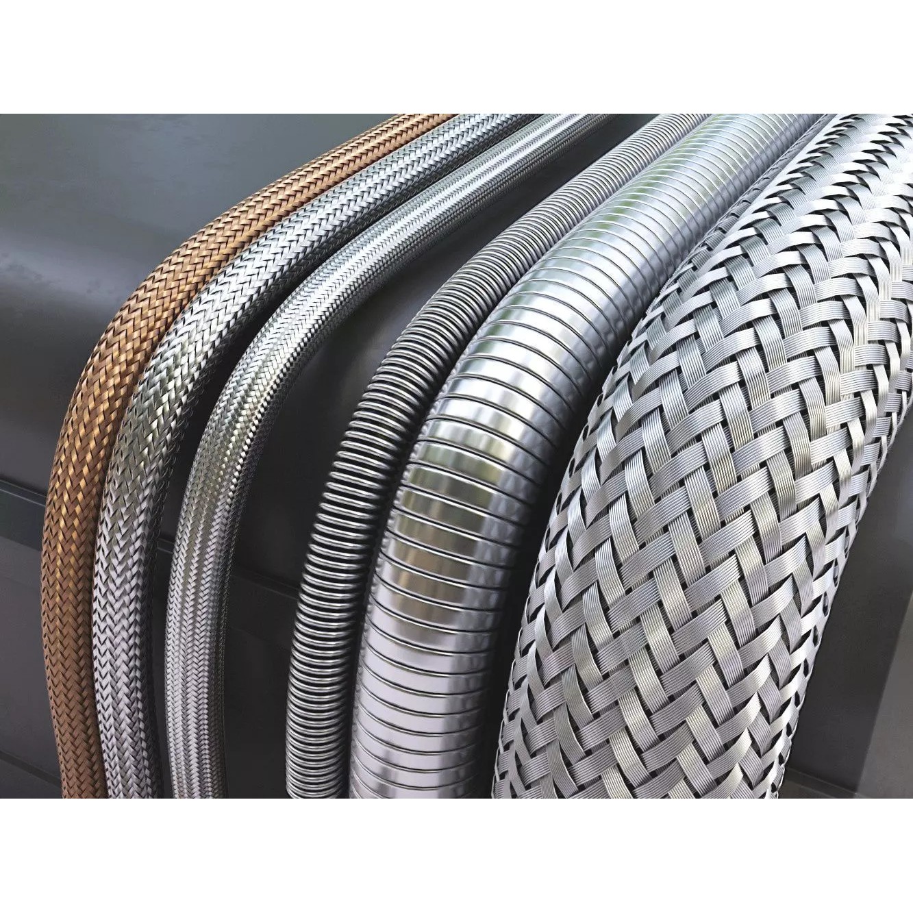 Corrugated and Braid Metal Hose Sleeving - Game-Ready 3D Model - View 2