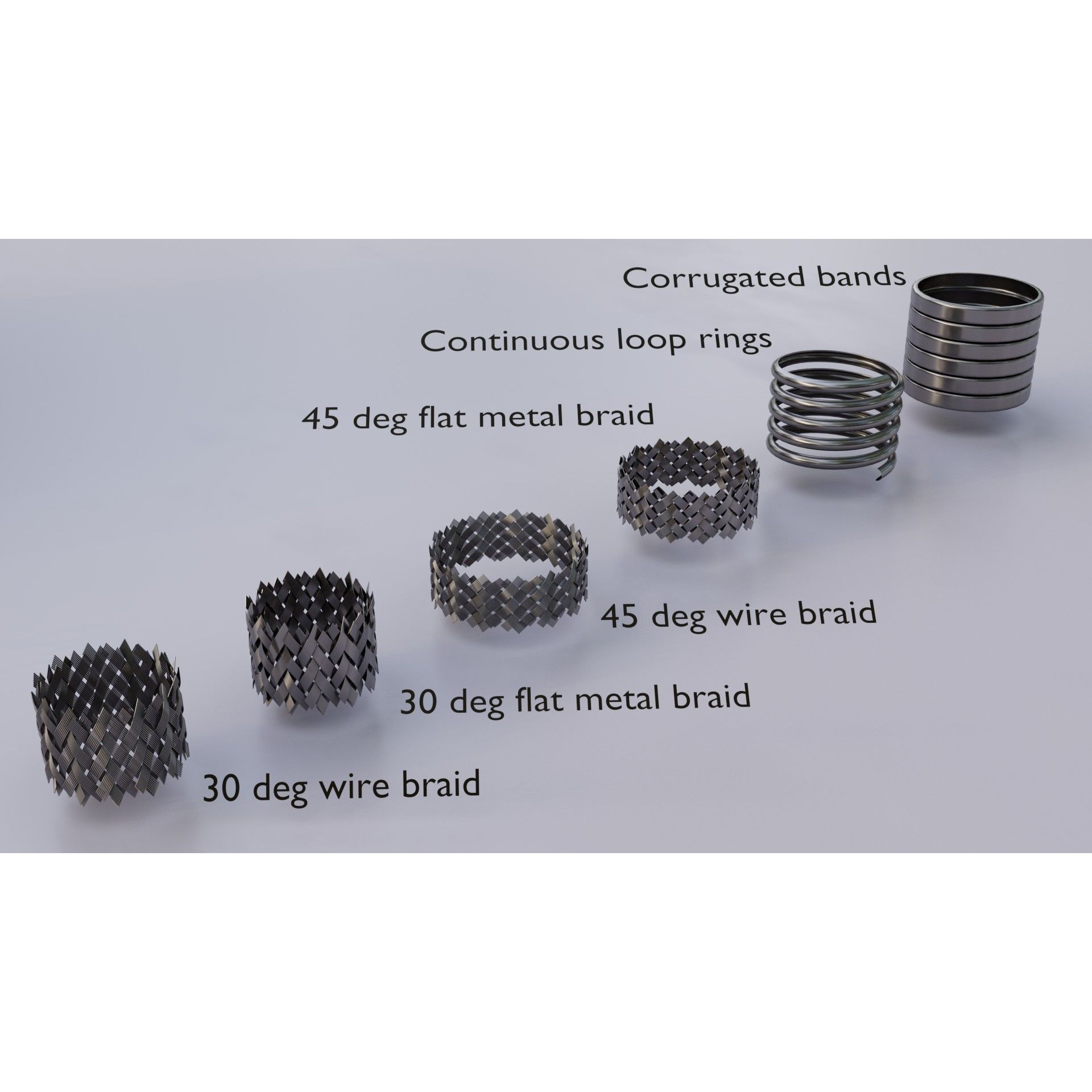 Corrugated and Braid Metal Hose Sleeving - Game-Ready 3D Model - View 4