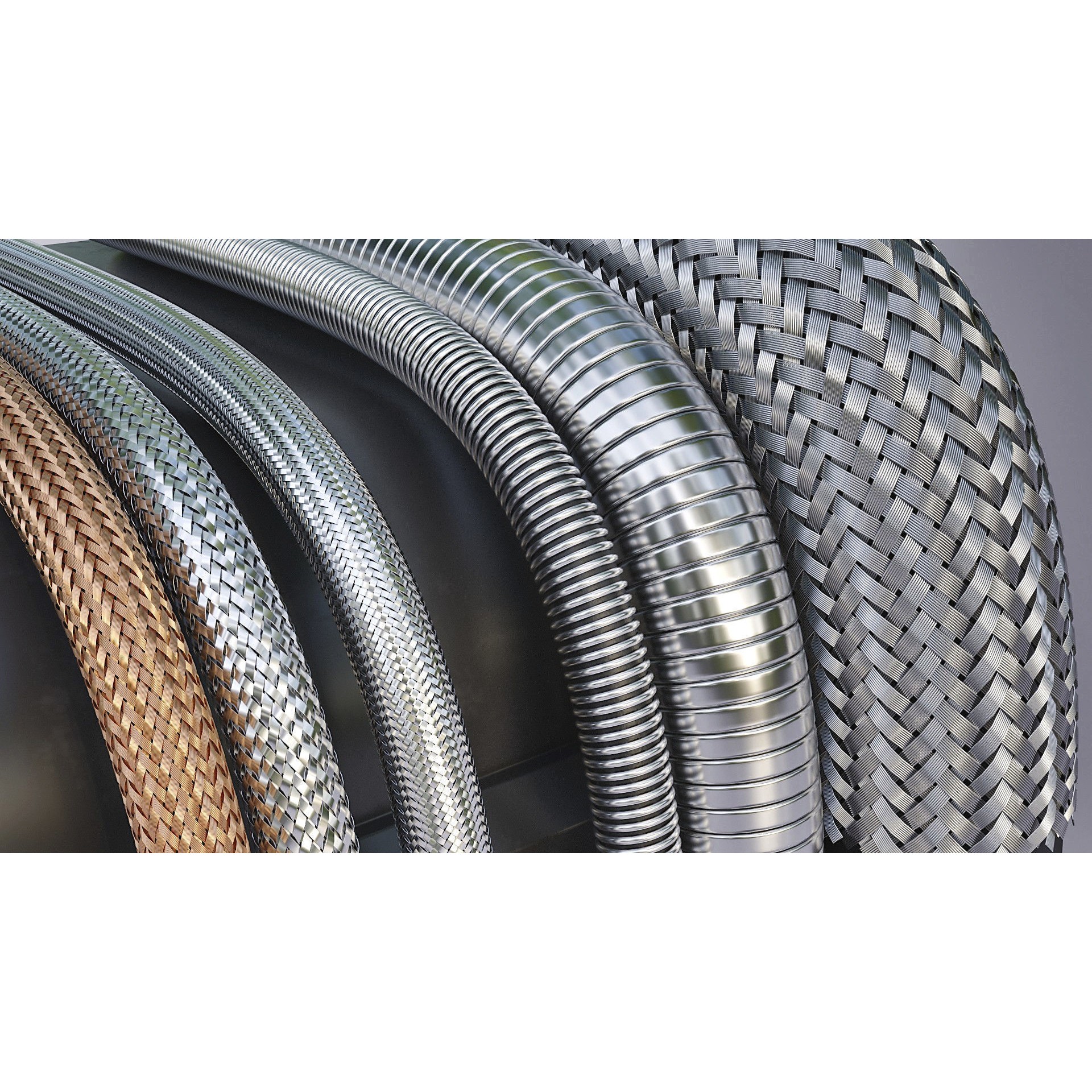 Corrugated and Braid Metal Hose Sleeving - Game-Ready 3D Model - View 5