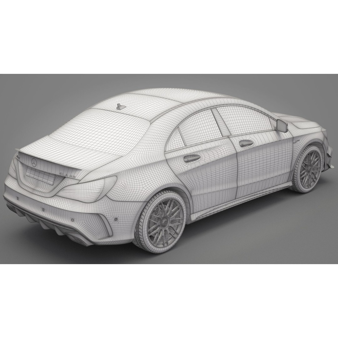 Mercedes-Benz CLA45 3D Model – High Poly Vehicle with PBR Textures, FBX/OBJ