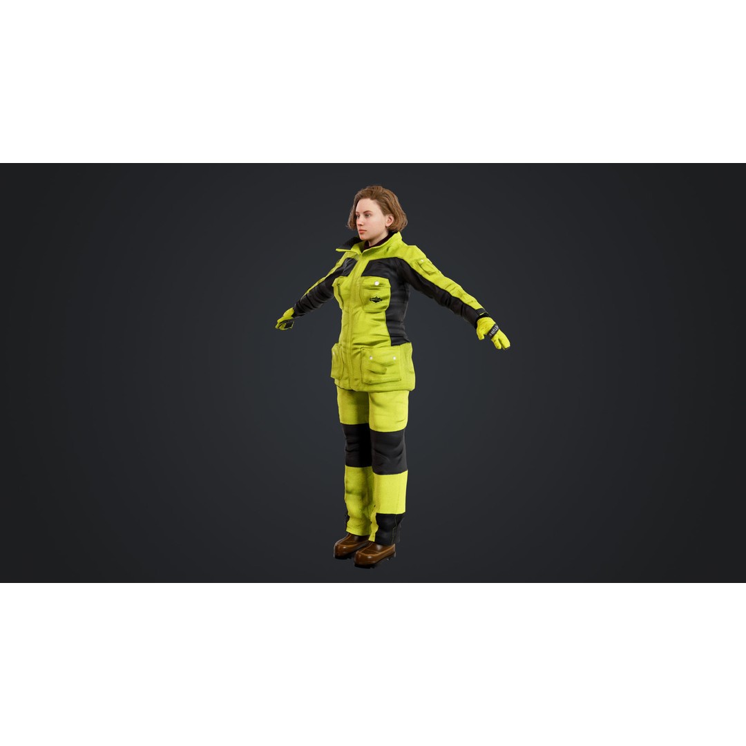 Female Skier 3D Model – Rigged Low Poly Character for Animation - View 12