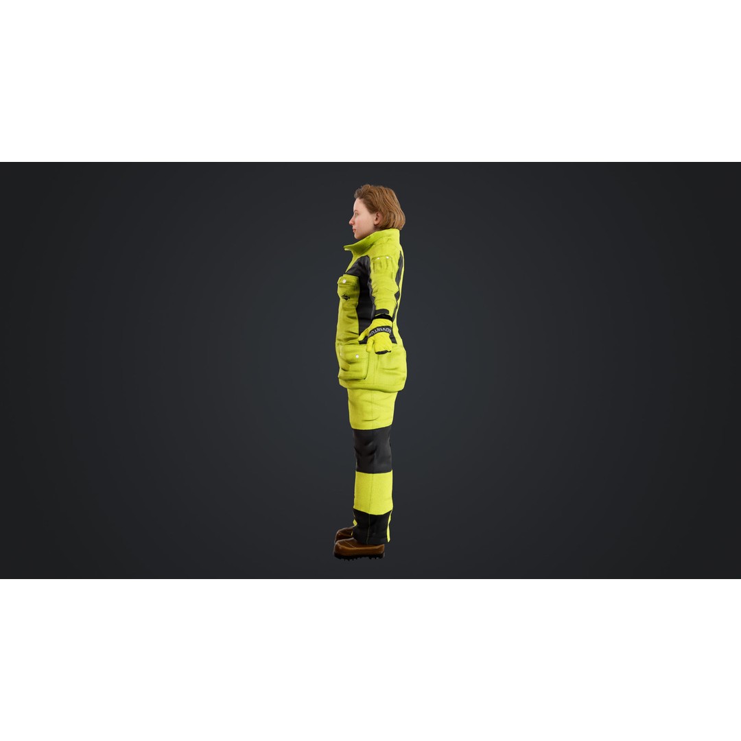 Female Skier 3D Model – Rigged Low Poly Character for Animation - View 13
