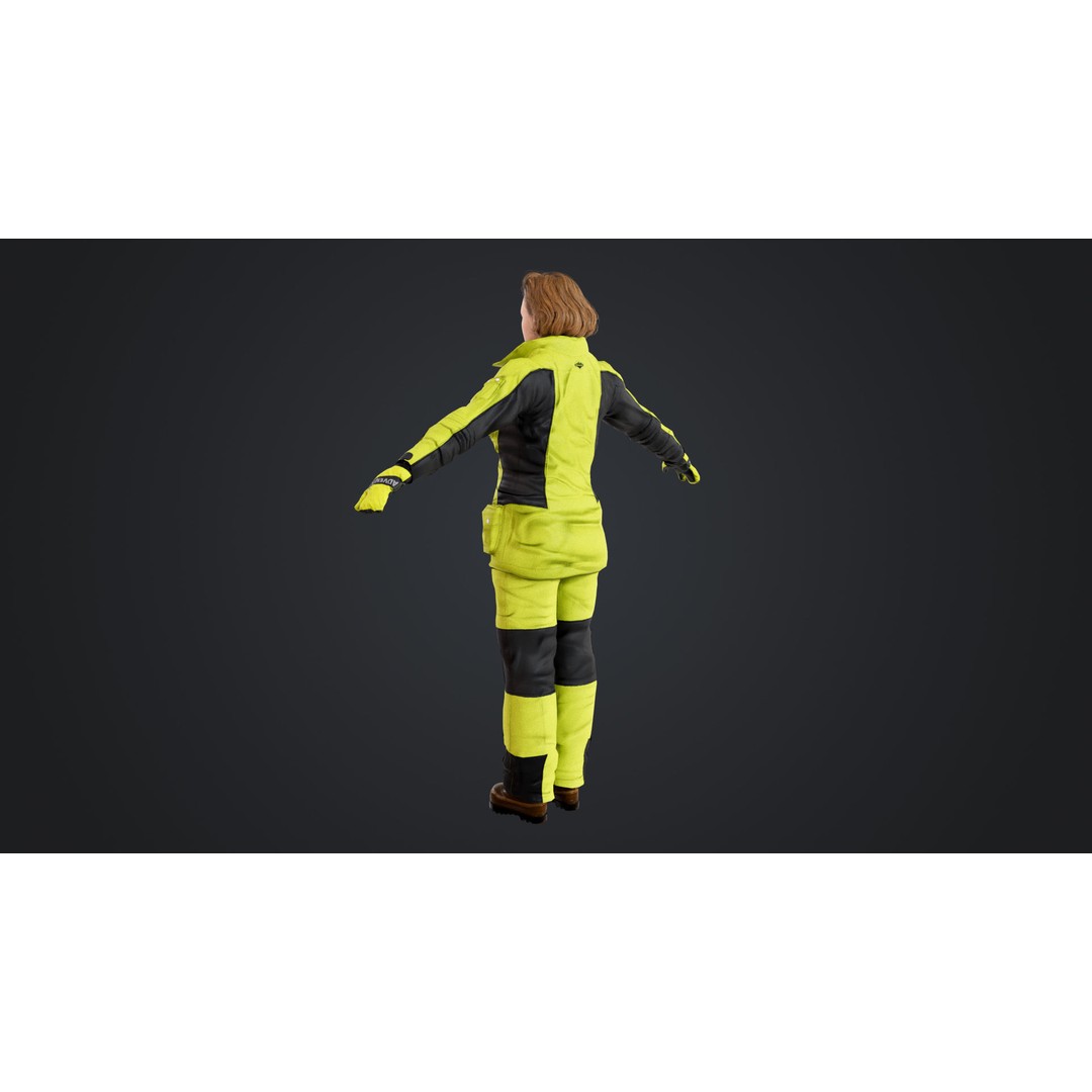 Female Skier 3D Model – Rigged Low Poly Character for Animation - View 14