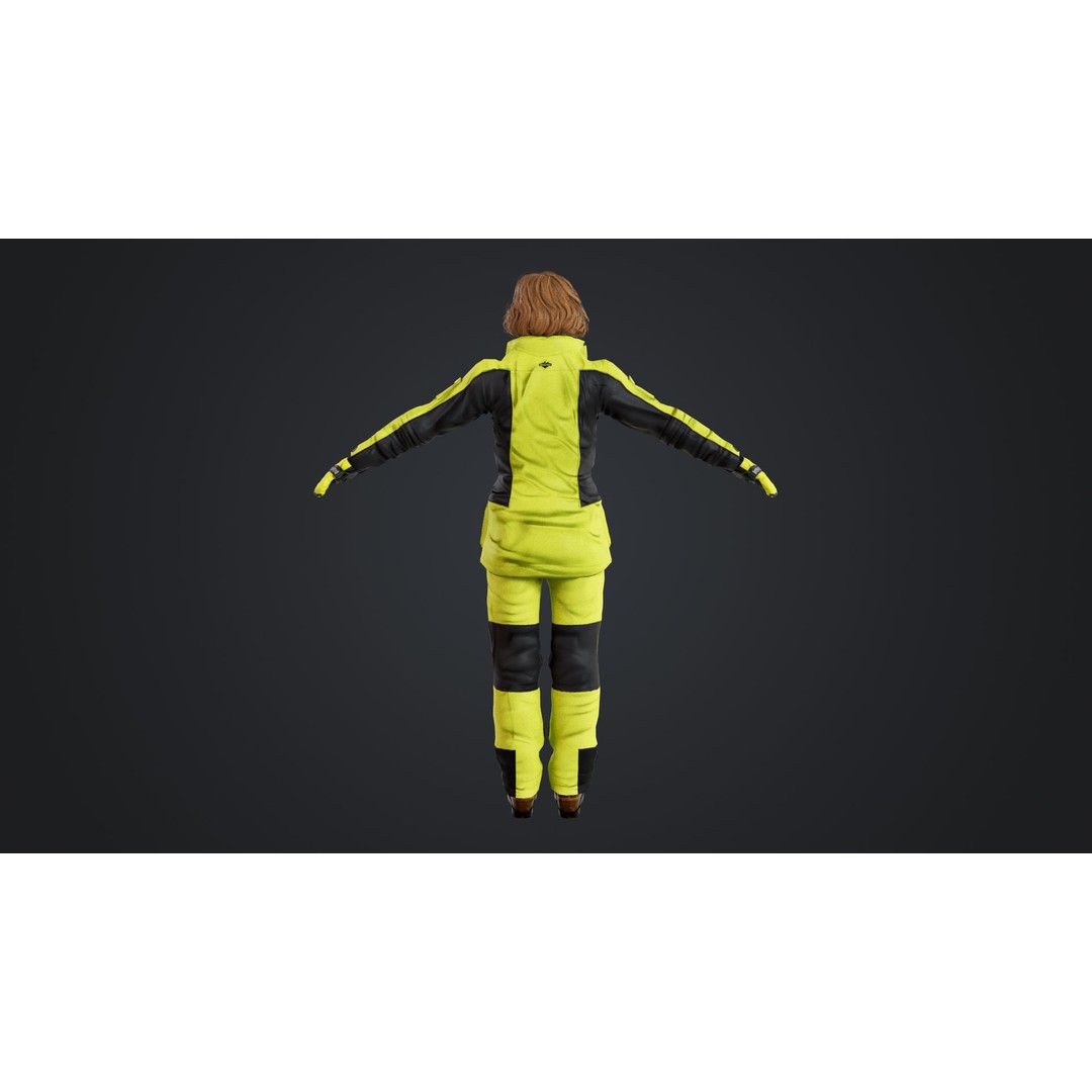 Female Skier 3D Model – Rigged Low Poly Character for Animation - View 15