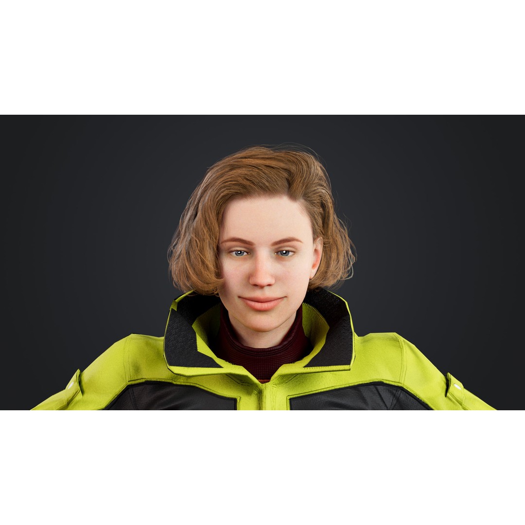 Female Skier 3D Model – Rigged Low Poly Character for Animation - View 17