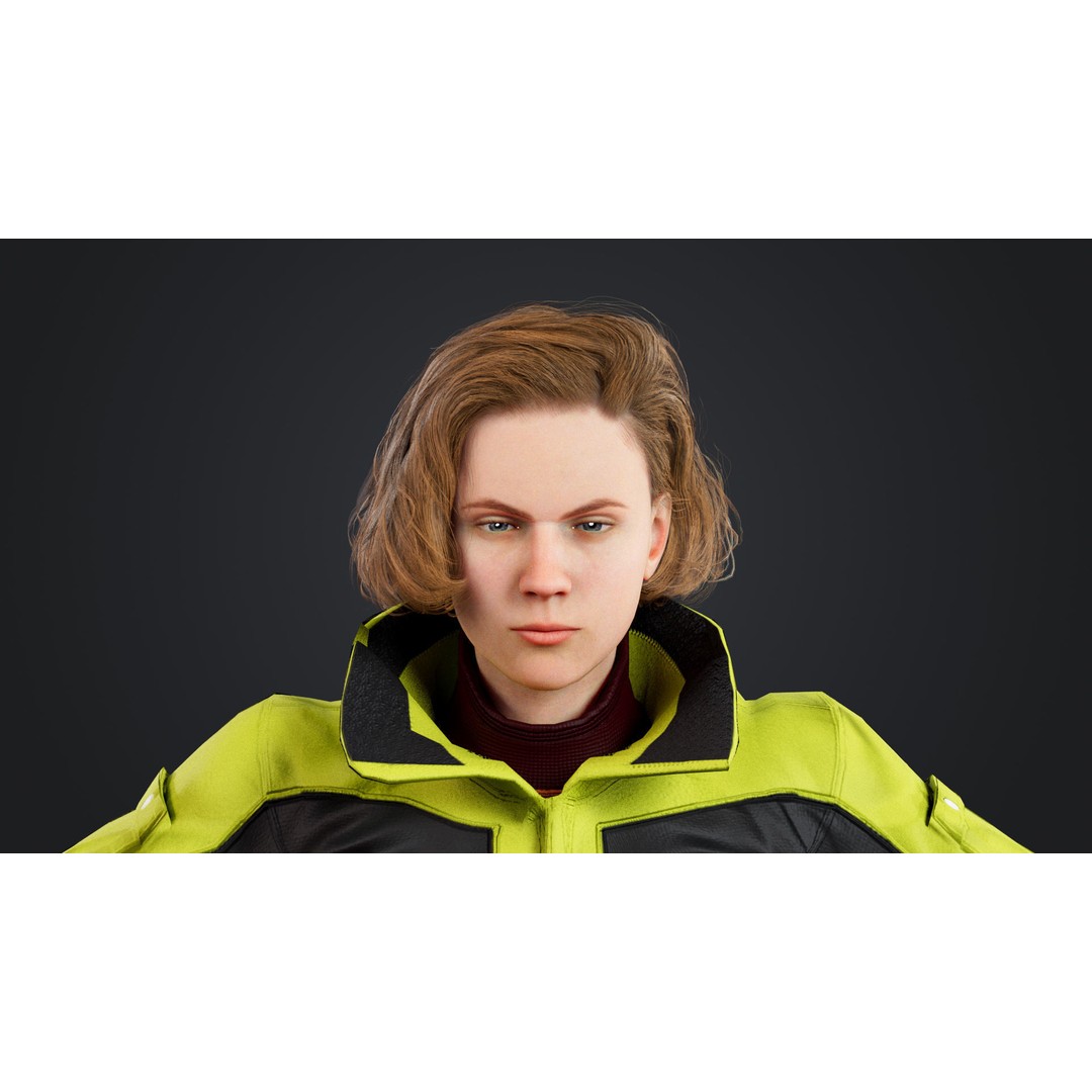 Female Skier 3D Model – Rigged Low Poly Character for Animation - View 18