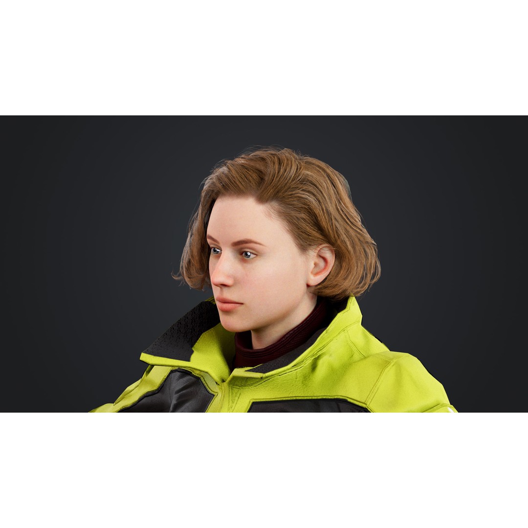 Female Skier 3D Model – Rigged Low Poly Character for Animation - View 21