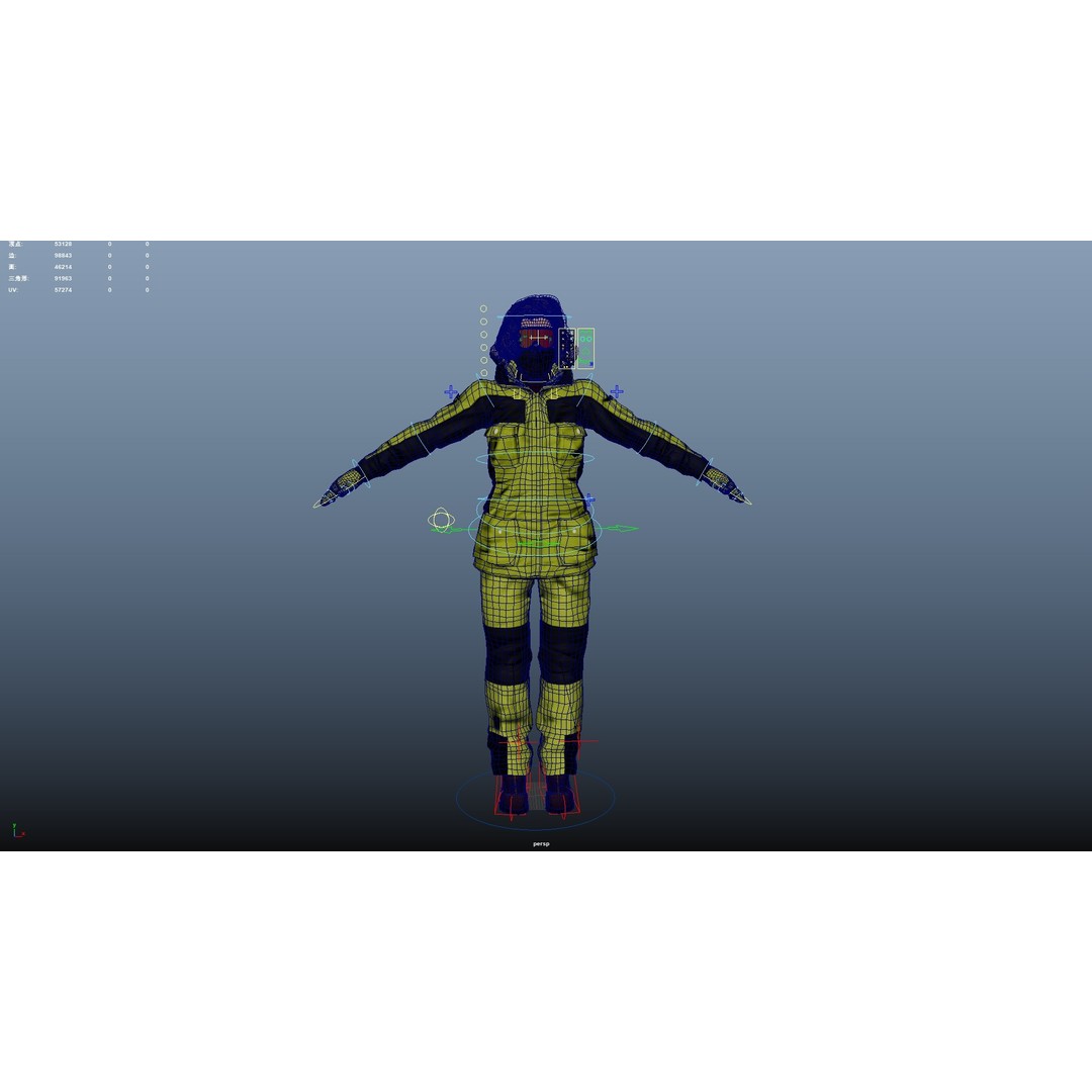 Female Skier 3D Model – Rigged Low Poly Character for Animation - View 32