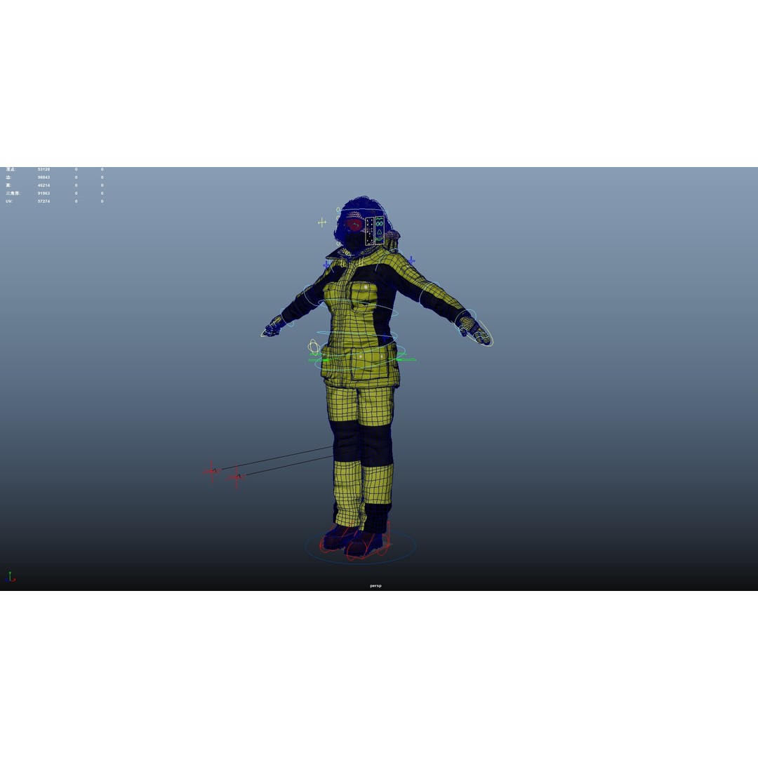 Female Skier 3D Model – Rigged Low Poly Character for Animation - View 34