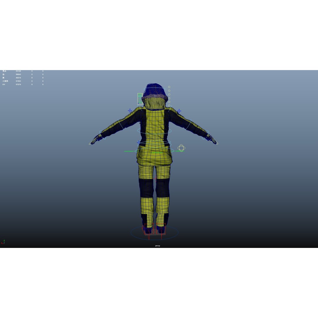Female Skier 3D Model – Rigged Low Poly Character for Animation - View 36