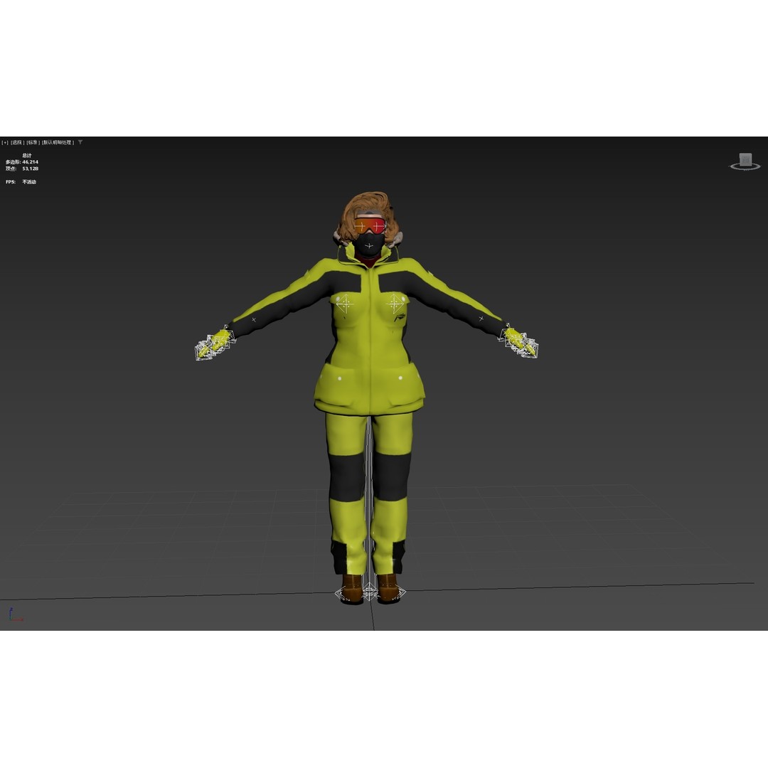 Female Skier 3D Model – Rigged Low Poly Character for Animation - View 37
