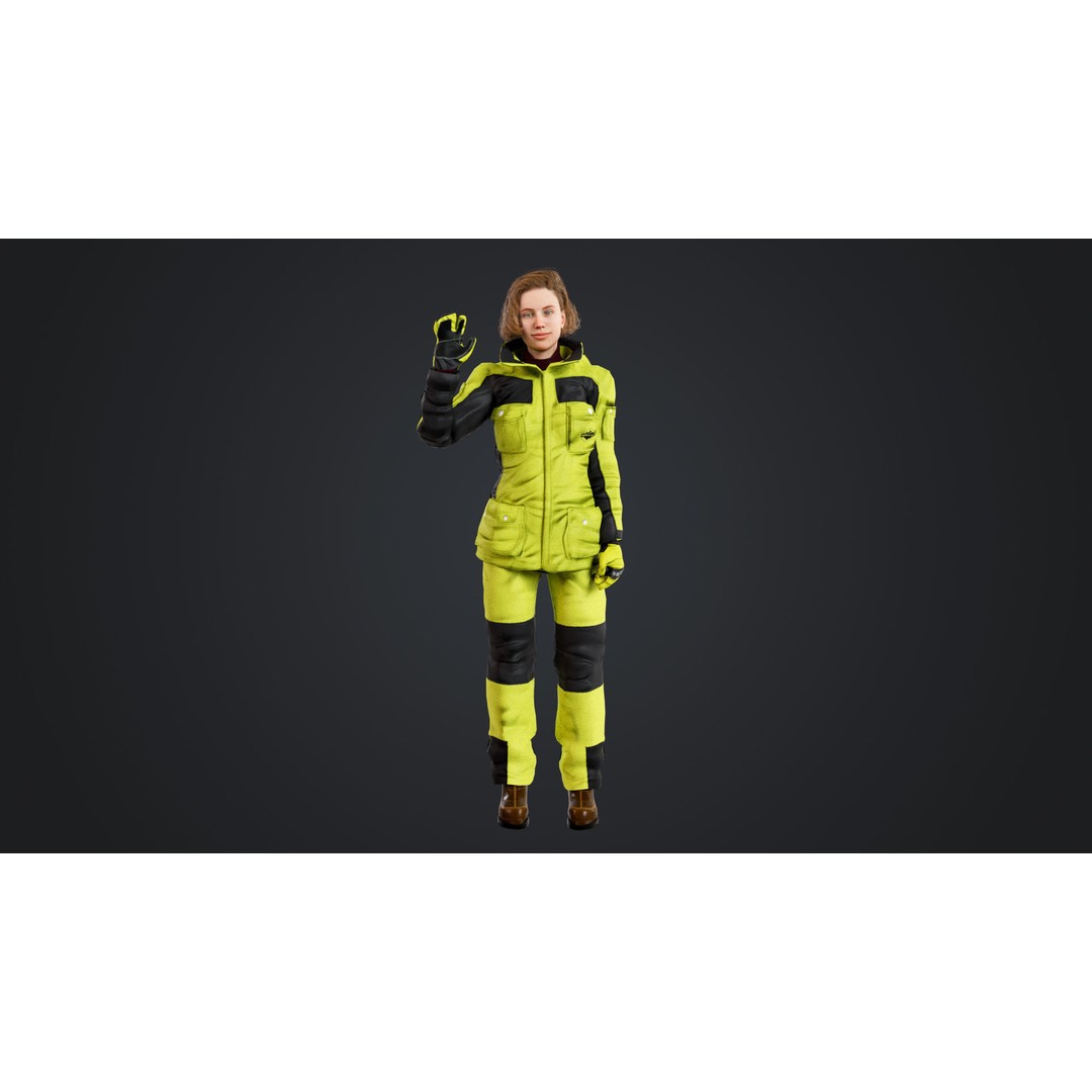Female Skier 3D Model – Rigged Low Poly Character for Animation - View 4
