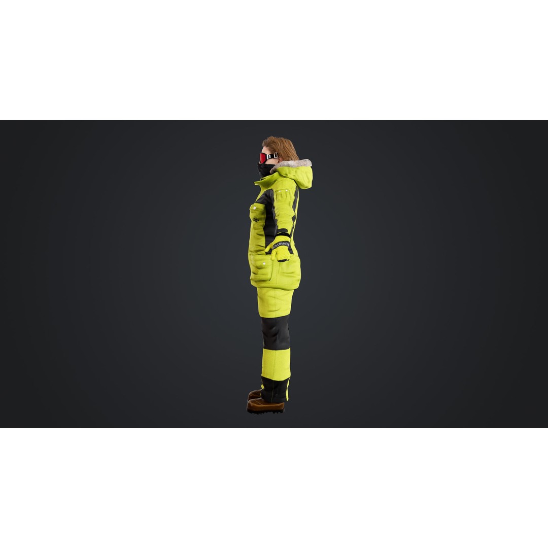 Female Skier 3D Model – Rigged Low Poly Character for Animation - View 8