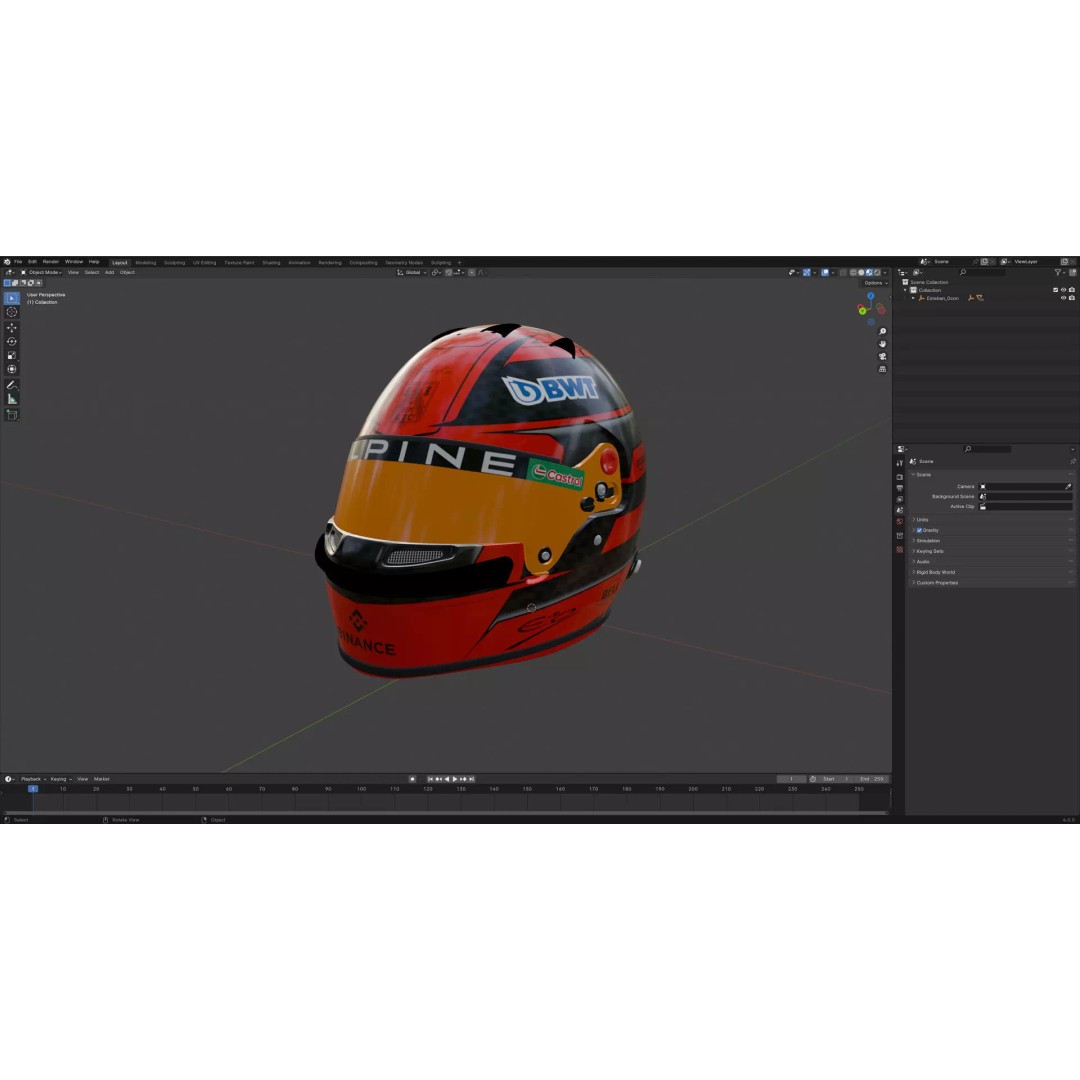 Esteban Ocon Helmet 3D Model – High Detail PBR Asset for Games and Animation - View 14