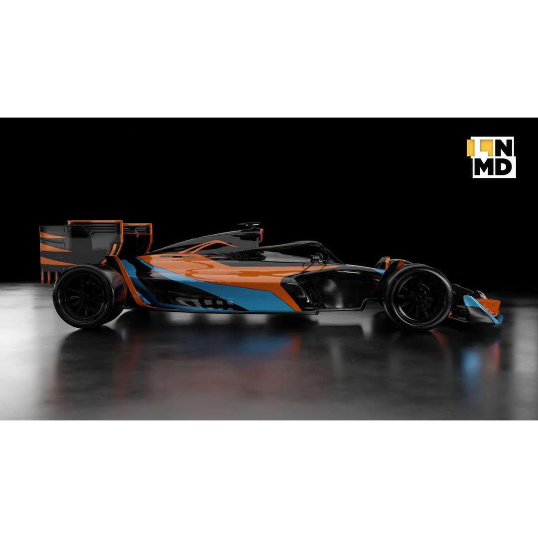 Formula 1 Generic Racing Car 3D Model – Low Poly Game Asset, FBX, OBJ - View 10