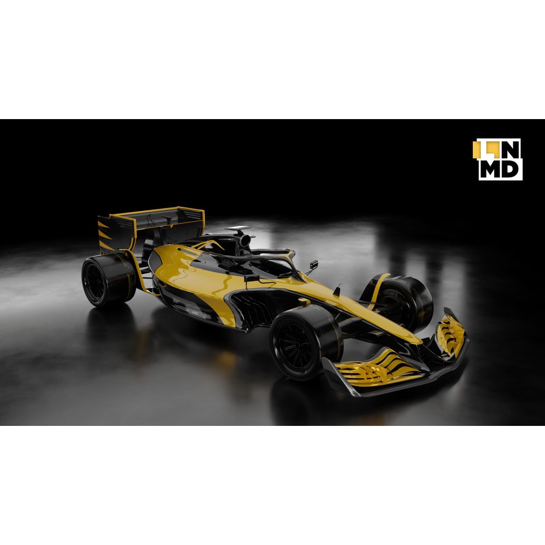 Formula 1 Generic Racing Car 3D Model – Low Poly Game Asset, FBX, OBJ - View 12
