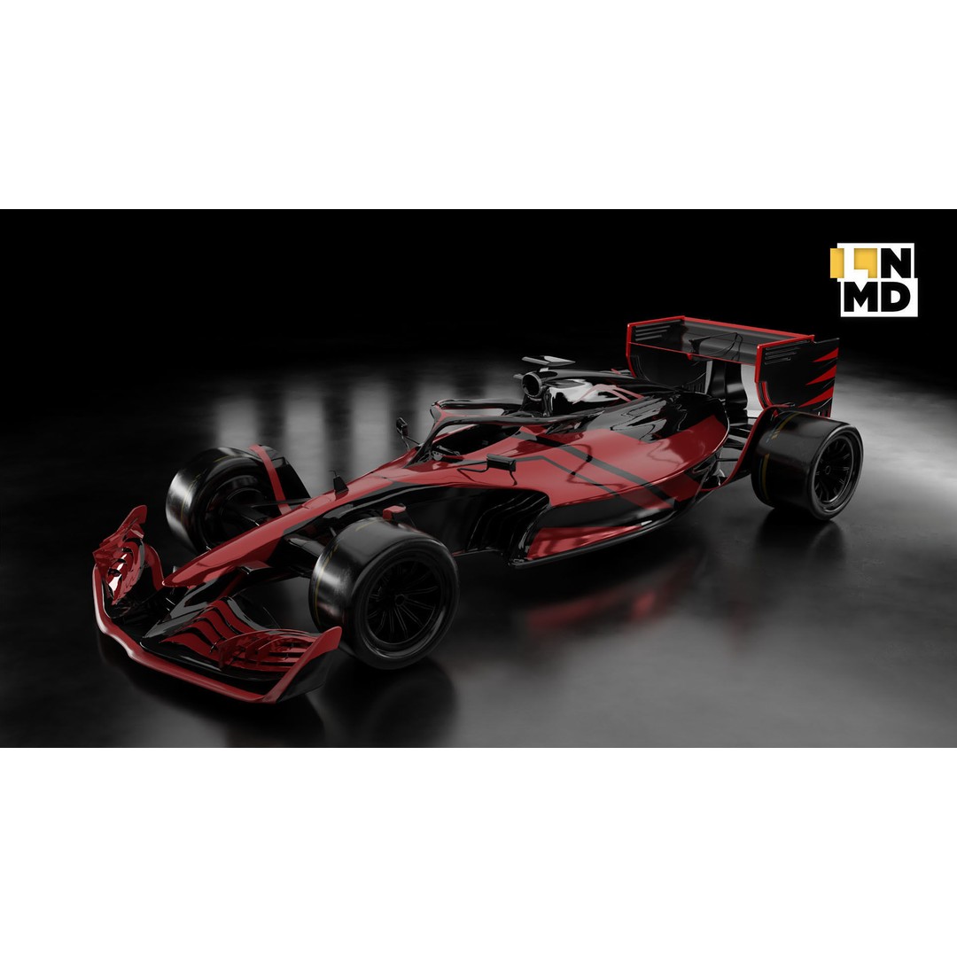 Formula 1 Generic Racing Car 3D Model – Low Poly Game Asset, FBX, OBJ - View 13