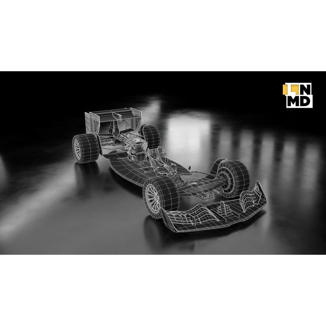 Formula 1 Generic Racing Car 3D Model – Low Poly Game Asset, FBX, OBJ - View 20