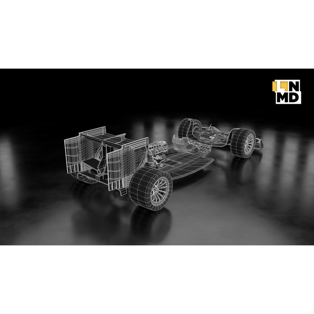Formula 1 Generic Racing Car 3D Model – Low Poly Game Asset, FBX, OBJ - View 21