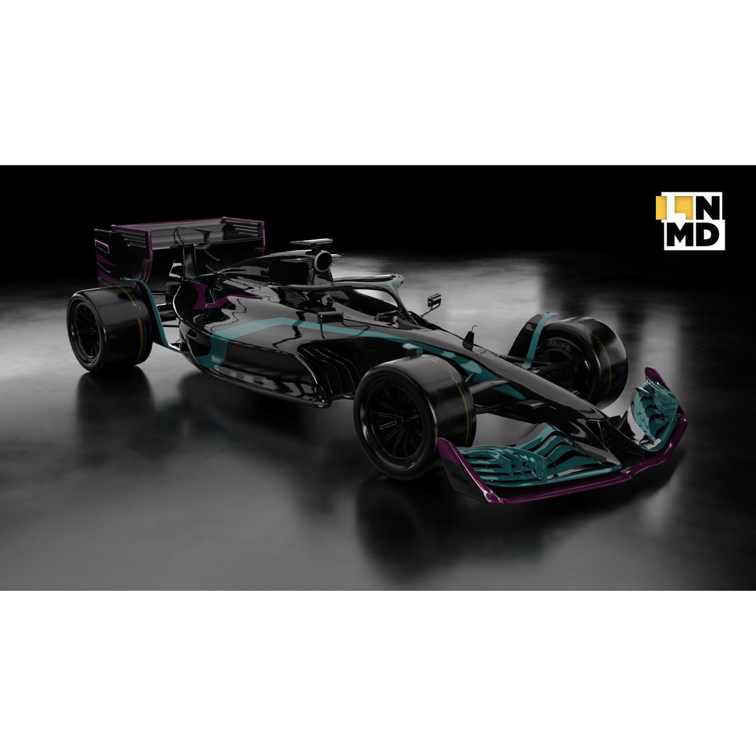 Formula 1 Generic Racing Car 3D Model – Low Poly Game Asset, FBX, OBJ - View 5