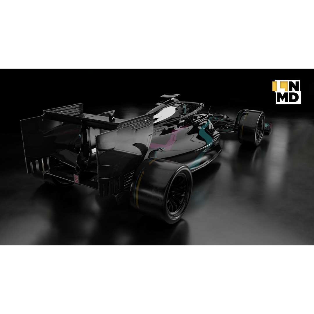 Formula 1 Generic Racing Car 3D Model – Low Poly Game Asset, FBX, OBJ - View 6