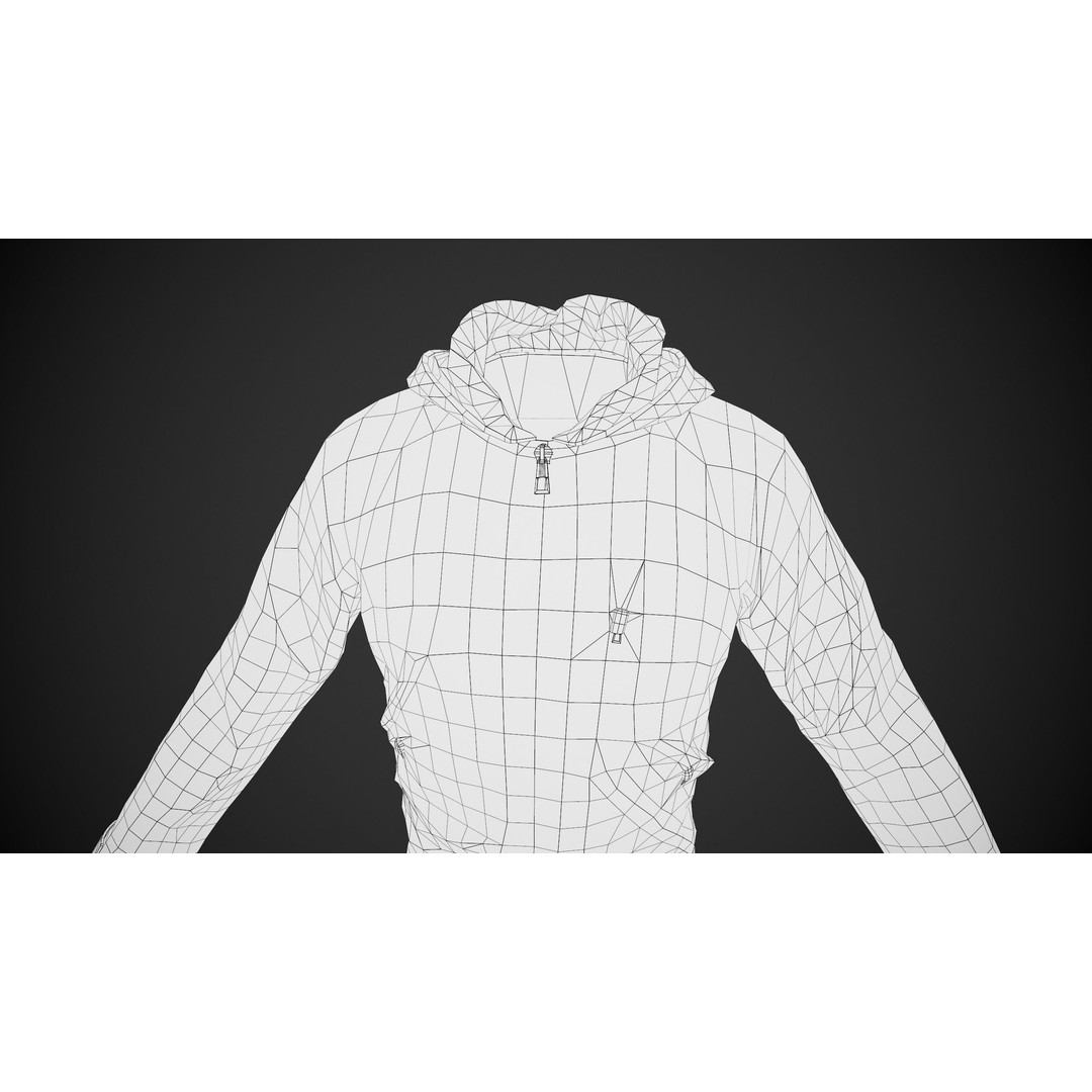 Black Snowboard Hoodie 3D Model – Low Poly PBR Game Asset, FBX, OBJ - View 15