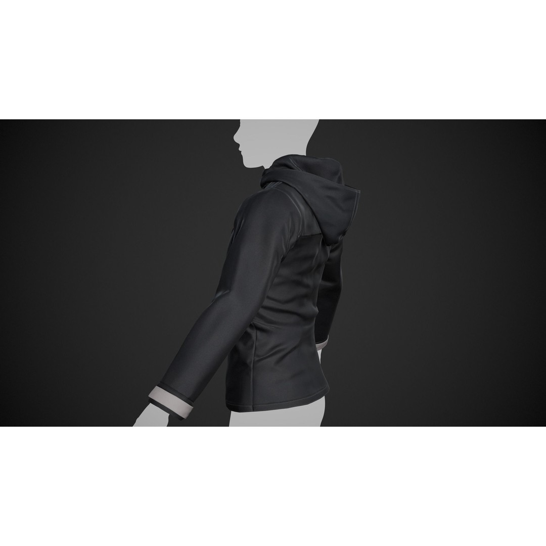 Black Snowboard Hoodie 3D Model – Low Poly PBR Game Asset, FBX, OBJ - View 7