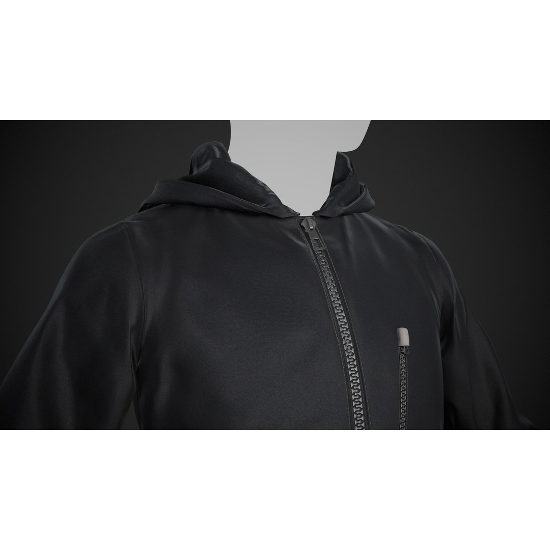 Black Snowboard Hoodie 3D Model – Low Poly PBR Game Asset, FBX, OBJ - View 9